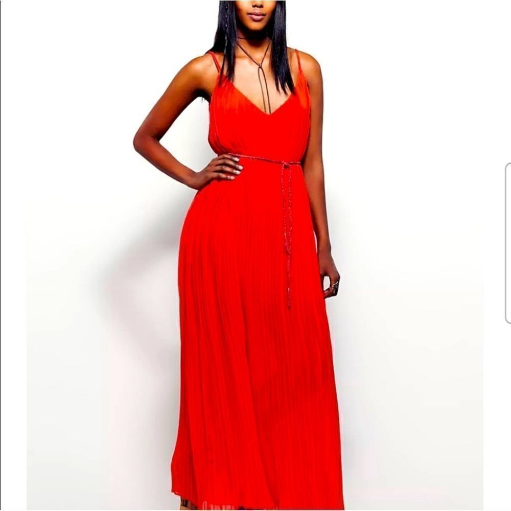 Free People Grecian Pleated Pleasures Midi Dress‎ Size Large